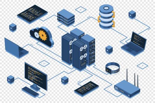 Data network architecture illustration vector