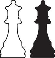 Minimalist design of Queen chess figures in flat silhouette and stroke line version vector