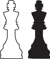Minimalist design of King chess figures in flat silhouette and stroke line version vector