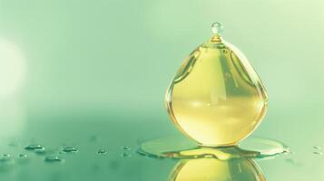 Oil drop on a green background photo