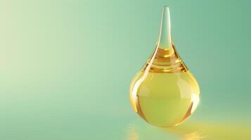 A drop of oil on a green background photo