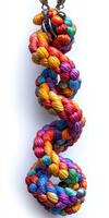 A colorful necklace with a spiral design on it photo
