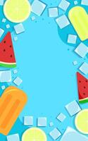 Summer popsicles with ice and fruit vector