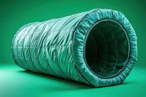 A green tube with a green cover on a green background photo