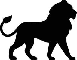 Majestic African Lion Silhouette Powerful, Regal Stance Against White Background, Wild Animal Graphic - Professional digital artwork with vibrant colors and detailed composition vector