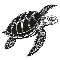 Majestic Sea Turtle Gracefully Swimming in Ocean Depths A Dramatic Black and White Illustration - Professional digital artwork with vibrant colors and detailed composition vector
