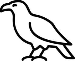 Majestic Raven Bird Icon Serene Black and White Line Art Illustration for Design Projects - Professional digital artwork with vibrant colors and detailed composition vector