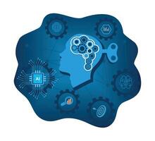 AI brain gears illustration vector