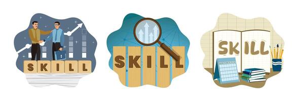 Skills for career development and growth vector
