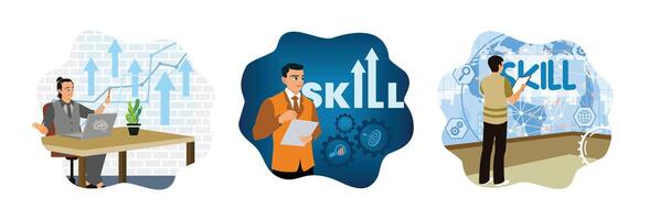 Professionals focused on skill development vector