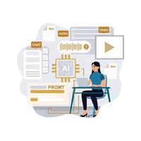 Person using AI tools for multimedia vector