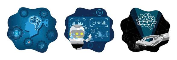 AI and robotics concept illustrations vector