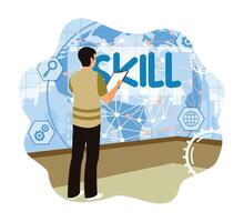 Person exploring digital skill development vector