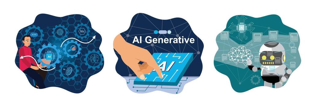 AI generative technology illustrations vector