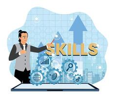 Person demonstrating skills and growth concepts vector