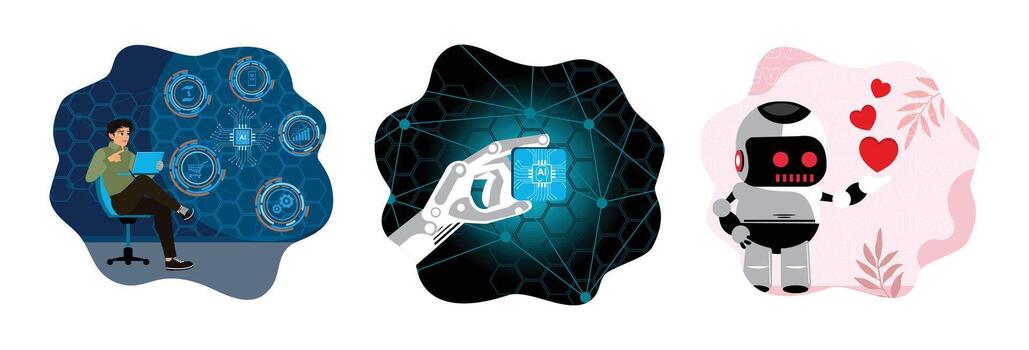 Robotics and AI technology concepts vector