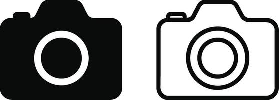Flat and Outline Camera Icon Set vector