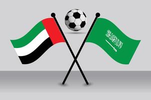 UAE and Saudi Arabia flags with soccer ball vector