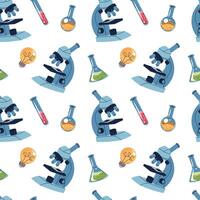 Microscope and lab equipment pattern vector
