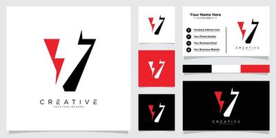 Letter V logo with thunderbolt illustration vector