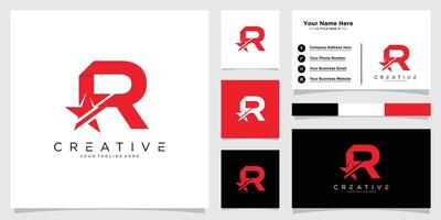 Star Logo Letter R. Star Symbol R Template with business card design template . vector