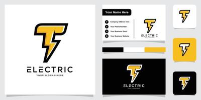 Initial T Letter with Lightning Bolt Logo vector
