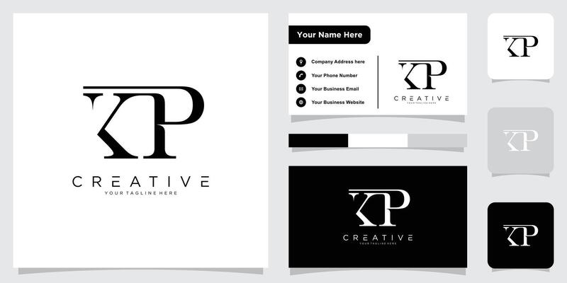 Initial KP or PK Logo Design With Business Card Design
