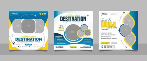 Travel promotions with discounts on destinations vector