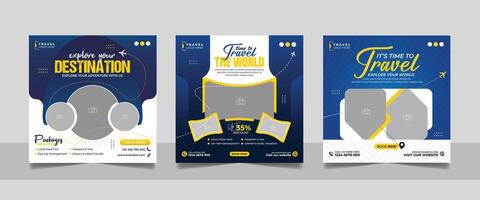 Travel advertisement design with destination themes vector