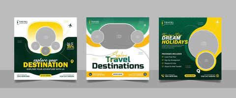 Travel destinations promotional image vector