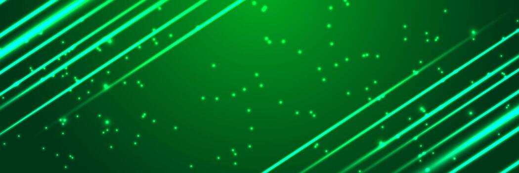 Abstract background with glowing green neon lines and particles. for futuristic technology, science, or digital media themes. cover, presentation vector