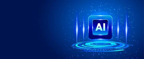 AI digital icon with blue background vector