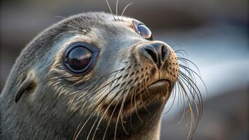 Curious sea lion close-up photo