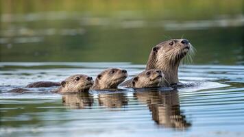 Otter family in the water photo