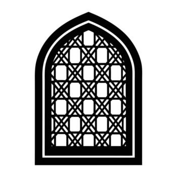 a black and white illustration of a window with a lattice pattern vector