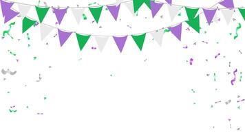 Gender queer, LGBTQ background with garland of pride flag and confetti vector