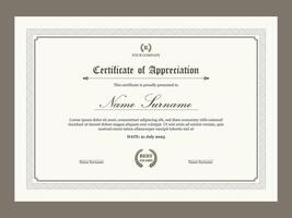 Retro style certificate of appreciation template. Royal certificate design template for business. vector