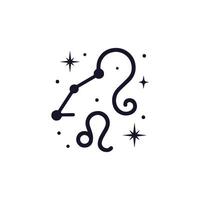 Leo zodiac symbol silhouette logo with lion motif, vector