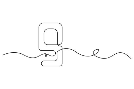 Single continuous line drawing of number nine in modern monoline minimalist style vector