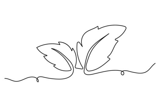 Minimalist one line leaf sketch with elegant botanical outline and natural simplicity vector