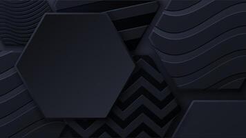 Black honeycomb tiles. Hexagon geometry pattern. Minimal background of honeycomb for modern cover, ad baner vector