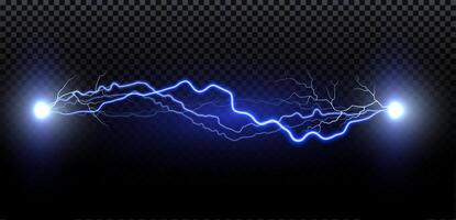 Realistic lightning. Thunder spark light. Illuminated realistic path of thunder and many sparks. vector
