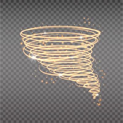 Golden Tornado Swirl with Stardust and Light Sparkles
