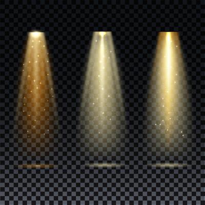 Gold spotlight. Bright lighting with spotlights of the stage