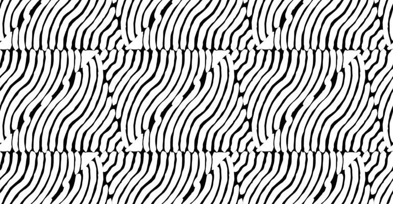 Hand drawn brush line abstract triangles seamless pattern, Japanese ethnic and tribal wood carving, block print texture background. Simple geometric graphic for textile, decoration, carpet