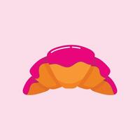 Croissant with strawberry glaze vector