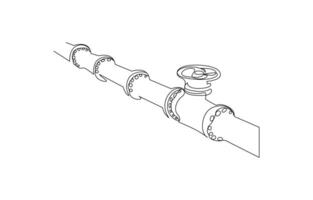 Gas oil pipeline continuous line art drawing vector