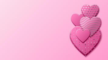 san valentin día antecedentes con rosado corazones y plata modelo. lujo cubrir en rosado antecedentes. rosado Días festivos póster, tarjeta, agregar, encabezamiento, sitio web, artículo para san valentin día. vector