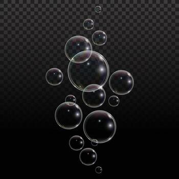 Soap bubble with rainbow reflection. Foam bubble vector