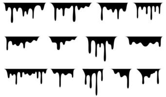 Black melt drips or liquid sauce drops. Black liquid or melted chocolate vector